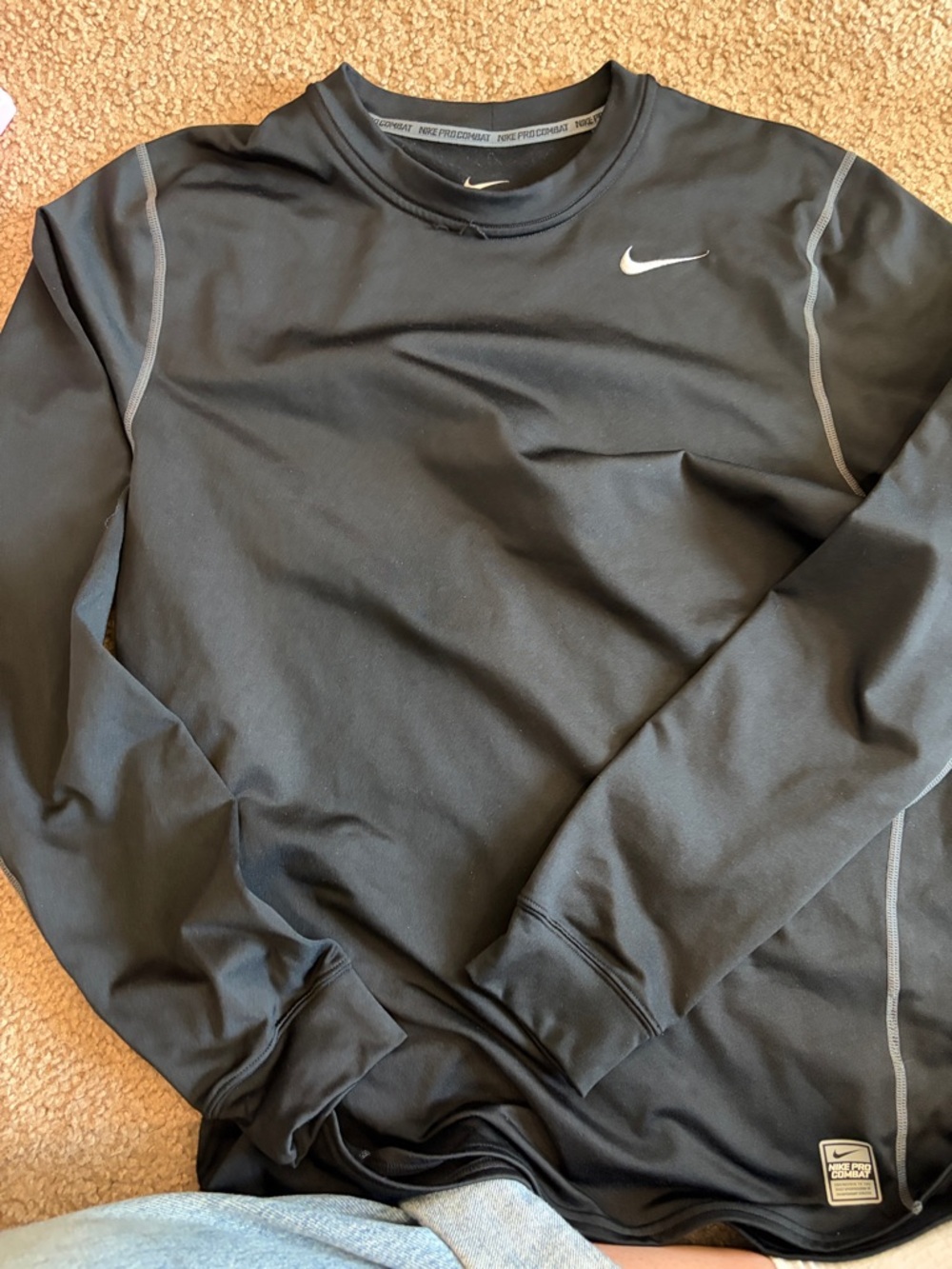 CB1 Nike Pro Combat Dri-Fit Fitted LS Shirt, B/W Men’s Lg